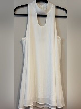 Lucy Love Women's Keyhole Halter Sleeveless Tunic Top White Medium Y2K Vintage